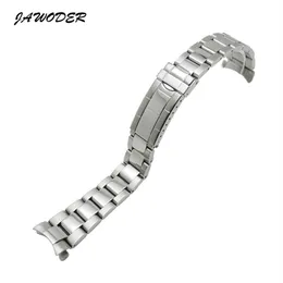 Jawoder Watchband 20mm Men Women Silver Pure Solid Stail Steel Presilishing Watch Watch Band Band Strack Buckelment Buclets 200u