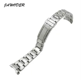 JAWODER Armband 20 mm Herren Damen Silber Pure Solid Edelstahl Polieren Gebürstet Uhrenarmband Faltschließe Armbänder 259Y