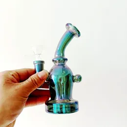 Cachimbos de água transparentes na cor arco-íris para narguilés de vidro mini tubo reciclador com acessórios para tigelas