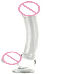 Sex Toy Dildo 4 dimensioni grande giocattolo del sesso in cristallo trasparente Grandi perline anali didlo resistenti al calore Giocattoli dilatatori vaginali per le donne