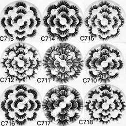 7 Çift Çiçek Diski Yanlış Kirpikler Takım 3D Kabarık Mink Curl Kirpik Toptan