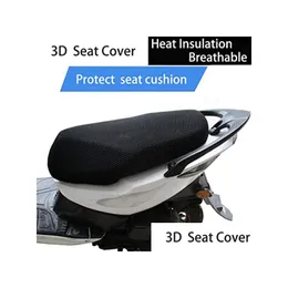 Motorradabdeckung Sitz Er 3D Honeycomb Sunsn Wärmeinsation Sitze Spacer Mesh-Gewebe Atmungsaktive Anti-Rutsch-Kissen für Roller Moped Dro Dhttj