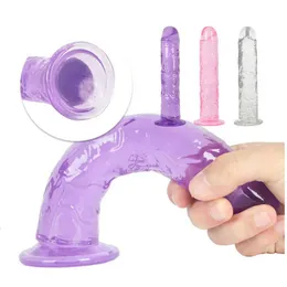 Sexo brinquedo de brinquedo de sexo 3 tamanho translúcido geleia macia grande vibrador realista realista pênis pênis plug plug plug fort for woman homens vagina hiftos de massagem anal