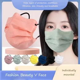 Butterfly Mask V-formad tunn ansiktsmask Makron Morandi Small Wave Beauty Protection Three Layers of Breattable Independent Packaging