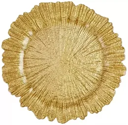 Wholesale 13inch Gold Charger Plates Underplate Wedding Reef Gold Charger Plates For Wedding Ocean Delivery FY2967