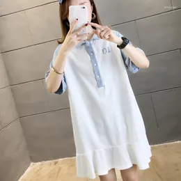 Abiti da festa Moda Estate Collo con risvolto Camicia corta Abito da donna Bottoni a maniche Stile college Vestito estivo Casual Allentato Abiti OL