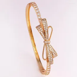Bangle Trendy Elegant Bowknot Shape Bracelet Full 1 Row Shining CZ Sweety Jewelry For Women Girl Wedding Bridal Accessory