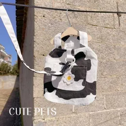 Collari per cani Guinzagli Cane Cat Harness Guinzaglio Set Cute Cow Stampa Pet Harness Vest Denim Puppy Small Dog Dress Gonna Vestiti Chihuahua Pet Supplies T221212