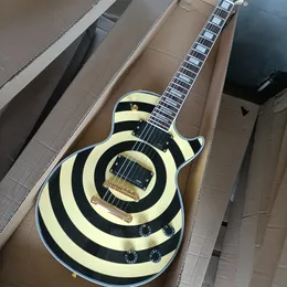 Guitarra elétrica amarela 6 cordas com braço de rosa -madeira de círculo personalizável