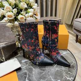 SHOES L01 designer top version pure handmade custom 2022S new 1V home ladies fashion pointed high-heeled boots