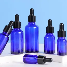 Empty Cobalt Blue Glass Dropper Bottle 5-100ml with Pipptte for Essential Oils Aromatherapy Eliquid