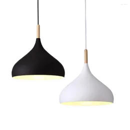 Kolye lambaları İskandinav yaratıcı tek başlı avize modern beyaz siyah lamba E27 Tavan Işığı Restoran Bar Alışveriş Merkezi