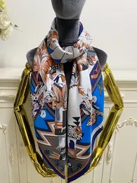 women's square scarf scarves goodquality 100% twill silk material blue color pint pattern size 130cm - 130cm