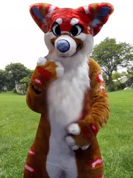 Husky Dog Medium długi futra lis lalka kostium Mascot Suit Duże reklamę kostium zabaw