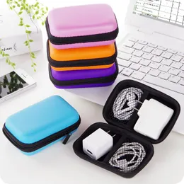 Storage Bags 1Pc Earphone Bag Rectangle Mini Portable Zipper Hard Headphone Case Earbuds Pouch USB Cable Protective Pocket