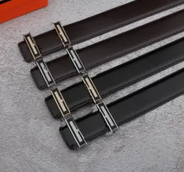 Cinturones de diseño Liso Simple Negro Hombres Cinturón informal de negocios Versátil Cuero genuino Cinturón de lujo Exfoliante Cristal Hebilla de metal Moda Cintura Ancho 3.8 cm