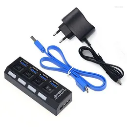 Ports 2.0 3.0 USB Hub Splitter High Speed ​​Multi Adapter Expander Cable med ON/OFF Switch Power EU Plug