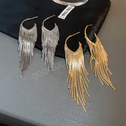 Modern Jewelry 925 Silver Needle Chain Tassel Dangle Earrings Elegant Temperament Copper Metal Drop Earrings For Women