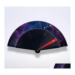 Annan heminredning Folding Fan 12 Constellation Summer Ventilador Abanicos Para Boda Chinese Style Ventilatore Portable Dance Performa Otds1