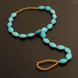 Anklets Gsold Bohemian Turquoise Beads Toe Ring Ring Chain للنساء الصنادل الحافي المجوهرات Long Beach Enkelbandjes Sieraden