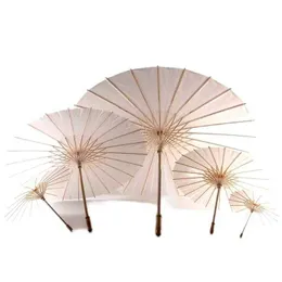 Bridal Wedding Parasols White Paper Paraplyas Chinese Mini Craft Paraply 4 Diameter 20 30 40 60cm för grossist 2023