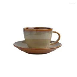 Kaffee-Tee-Set, Retro-Ofen gebackene Latte-Art-Tasse, japanisches Keramik-Shop-Set