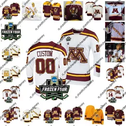 College Hockey Wears 2022 NCAA Frozen Four Championship Minnesota Golden Gophers Hockey Jersey Custom 1 Justen Close 2 Jackson LaCombe 4 Ben Brinkman 5 Matt