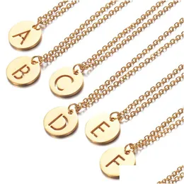 Colares pendentes de ouro letras iniciais homens 26 alfabetos Az pingentes de a￧o inoxid￡vel para meninas moda link cadeia Drop dhhnks
