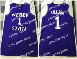 농구 유니폼 New Weber State Wildcats College Damian Lillard #1 농구 저지 Mens Stitched Custom Any Number Name Jerseys