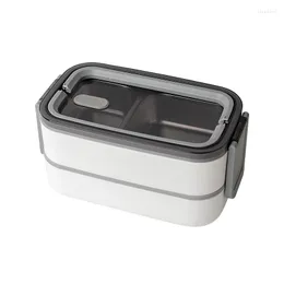 Geschirr-Sets, Lunchbox, Edelstahl-Aufbewahrungsbehälter, doppelschichtig, für Kinder, Bento, mikrowellengeeignet, für die Zubereitung von Mahlzeiten