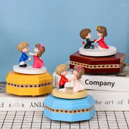 Estatuetas decorativas de desenho animado criativo caixa de música spin spin wind up oito decoração de desktop pequenos ornamentos para namorada
