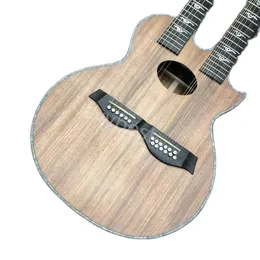 LVYBEST Elektrikgitarre kundenspezifische KOA -Holz -Top PS14DK -Stil Ritchie Sambora Modell 6/12 Saiten Doppelhals Akustikgitarre Dreadnought Ooo