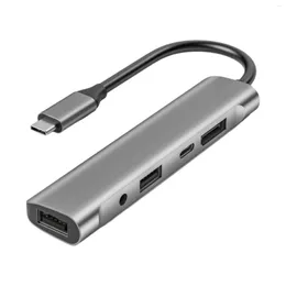 I 1 USB C Hub 60W PD -laddare 3,5 mm Jack Dongle Adapter Multiport Adapters f￶r surfplattor Laptop Monitor Projector -h￶rlurar