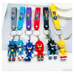 Party Favor Animated Cartoon Hedgehog Keychain Fashion Car Key Ring Doll Pendant Backpack Jewelry Cute Kids Holiday Gift Fo Homefavor Dhidw