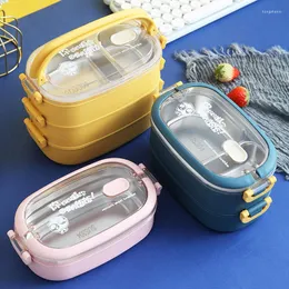 Dinnerware Sets 304 Kids Visible Seal 1/2/3 Layers Stainless Steel Heated Student Fruit Bento Lunch Box Can Be Microwaved Adult