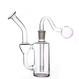 Glass Bong Hookahs Dab Rig Recycler Smoking Water Pipe Clear 14mm Female Glass Oil Burner Bong Ashcatcher with Male Glass Oil Burner Pipes