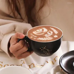 Copas pires de 300 ml 12 Constelação de copo de café europeu Definir chá de cerâmica Latte Cafe Creative para presente Tazas