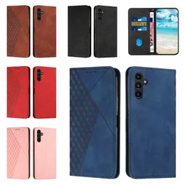 CUBE LEATHER WALLET HOLDER Fall för Oppo A17 Realme 10 4G Pro Samsung A04E A34 5G A54 Xiaomi 13 Redmi A1 Plus Sony 10 5 1 IV Kort Flip Cover Suck Magnetic Stängning Pouch