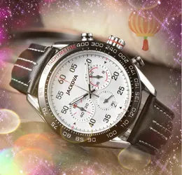 Män automatisk kvartsrörelse titta på tim handdisplay populära mäns lyx sex stift multifunktion kalender lysande läderbälte elegant armbandsur valentingåvor