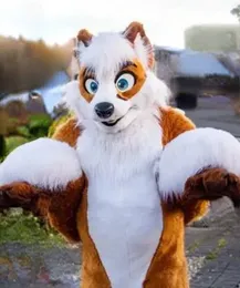 Medium Length Fur Husky Dog Fox Mascot Costume Walking Halloween Christmas and Large-scale Advertising Suit Role Play