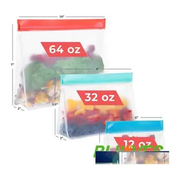 Organizações de armazenamento de alimentos conjuntos de bolsas de peva stand up sagas frescas zip sile reutilizável almoço frutas à prova de vazamento de xícara de xícara de geladeira ve otww4