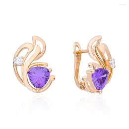 Dingle ￶rh￤ngen Hanreshe Classic Purple Zircon Earring ￤dla lyxiga uts￶kta 585 rosguldf￤rgsfall f￶r kvinnliga engagemangsmycken