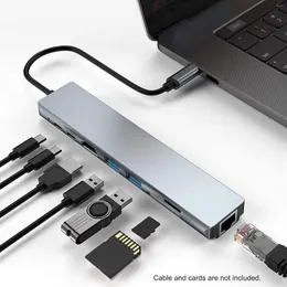 8-i-1 USB C HUB Type-C Adapter Docking Station Multiport med 4K HD RJ45 Ethernet 2.0 PD-laddningsport f￶r PC