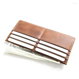 Wallets Mens Wallet Leather Genuine Crazy Horse Card Holders Super Slim Men Purse Vintage Money Bag Luxury Design