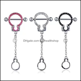 Body Arts Surgical Steel Nipple Shield Rings Chain Dangle Colorf Cz Barbell Piercing Jewelry For Women Drop Delivery Health Beauty T Dhldo