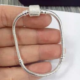 Orijinal 925 STERLING Gümüş Bilezikler 3mm Yılan Zinciri Fit Pandora Charm Boncuk Bileklik Bileklik Diy Takı Hediyesi Erkek Kadınlar