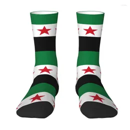 Мужские носки сирийская арабская Республика Три красная звезда Сирия Флаг Мужской экипаж унисекс прохладное 3D -печатное платье