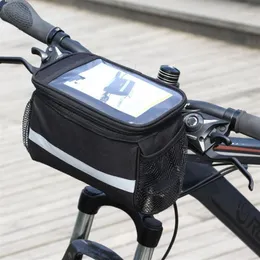 Wodoodporne torby na rowerze szosowe rowerowe przednie koszyk rama ramy Wodoodporne torby rowerowe z szerszym odblaskowym paskiem12464