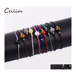 Catena a maglie 12 Pz / set Braccialetti con perline in pietra naturale della Boemia Braccialetti per le donne Braccialetti con ciondoli regolabili Braccialetto fatto a mano Estate Otcu4