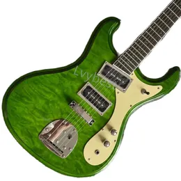 Lvybest Electric Guitar Custom 1960 1965 1966 1969 Ventures Mosrite Johnny Ramone Water Ripple Green Color